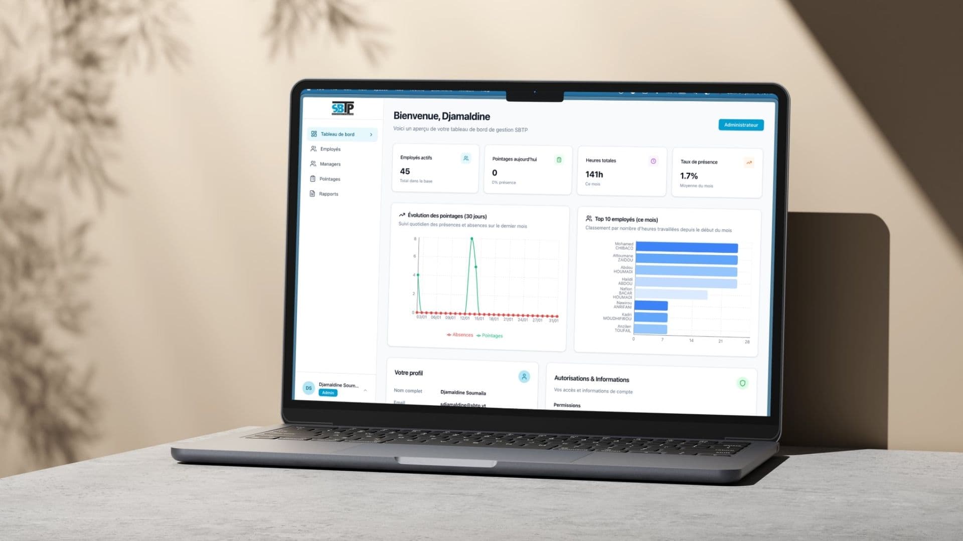 SBTP — Système de pointage BTP